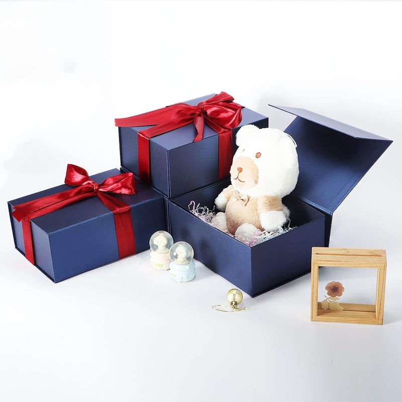 Ditwis 4 Pack 9.5x7x4 Inches Gift Boxes with Magnetic Closure Lids, Blue Magnetic Box for Wedding, Groomsmen Bridesmaid Proposal, Birthdays, Mother's Day - Image 5